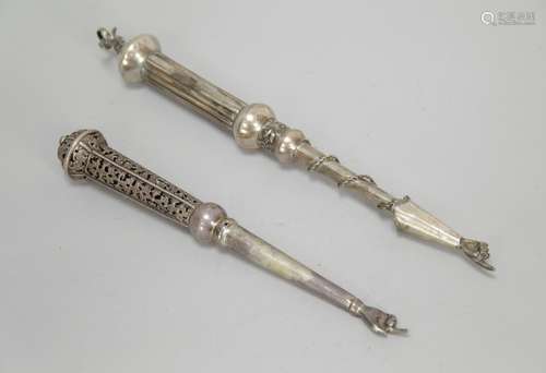 2 Antique Silver Pointers w/ Marks