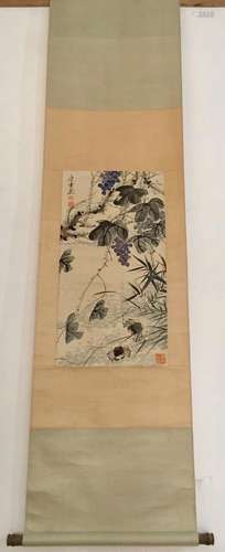 Chinese Ink/Color Scroll Painting, Marked