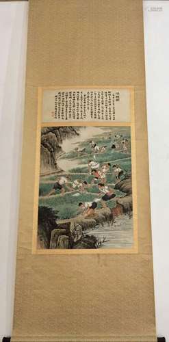 Chinese Ink/Color Scroll Painting, Marked