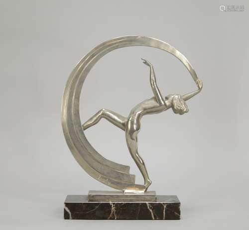 Art Deco Soft Metal Loop Dancer, Signed