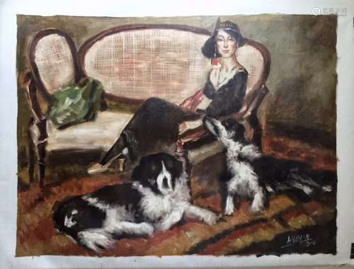 Oil Painting on Canvas, Dogginess Lady