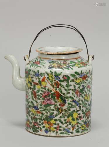 Late Qing Dynasty Chinese Famille Rose Teapot