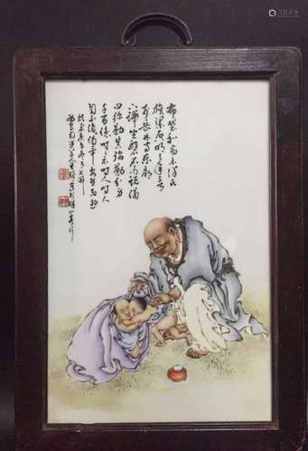 Chinese Famille Rose Porcelain Plaque, Signed