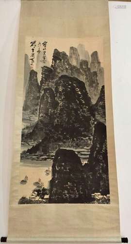 Chinese Ink/Color Scroll Painting, Marked