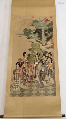 Chinese Ink/Color Scroll Painting, Marked