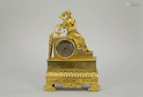 Dore Bronze w/ Silver Dial w/ Lady, 19th C.