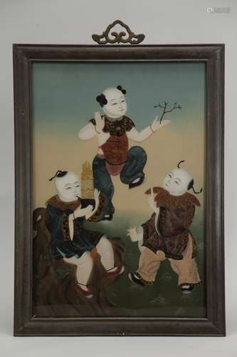 19/20th C. Chinese Reverse Glass Painting