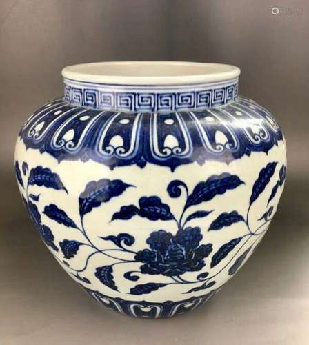 Chinese Blue/White Porcelain Lotus Jar