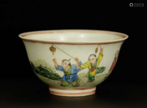 Chinese Famille Rose Porcelain Bowl, Marked