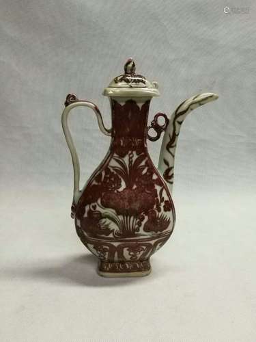 Chinese Copper Red Porcelain Ewer