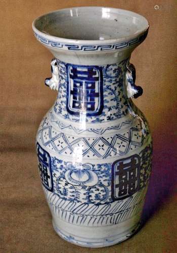 Late Qing,Chinese Porcelain Blue&White Vase