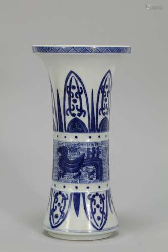 Chinese Blue/White Porcelain Gu Shape Vase