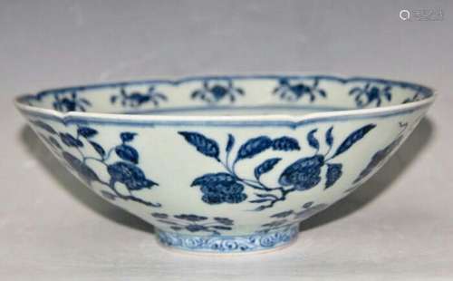 Chinese Blue/White Porcelain Bowl, Marked