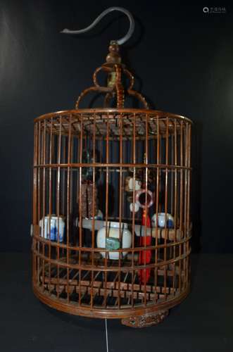 Qing Dynasty, Rare Chinese Wood Bird Cage