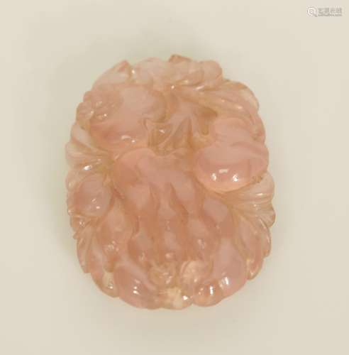 Chinese Carved Pink Quartz Pendant