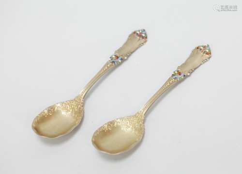 Two Reed and Barton Enamel Silver Spoons