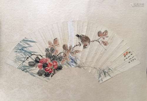 Chinese Fan Painting on Paper, Signed Le,Heshou