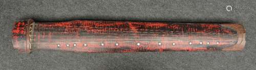 A Chinese wood and lacquer seven-string musical instrument 'Guqin', H 10,5 - W 18,5 - L 124 cm