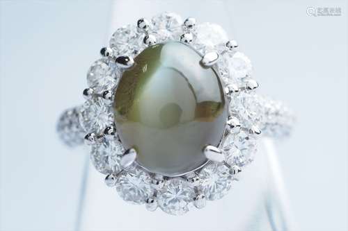 Chrysoberyl Cat's Eye Diamond Ring