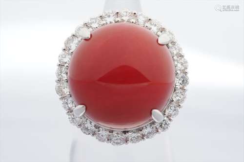 Coral Diamond Ring