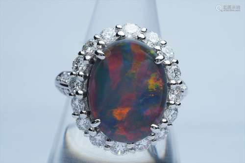 Black Opal Diamond Ring