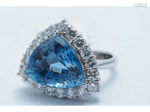 Aquamarine Diamond Ring