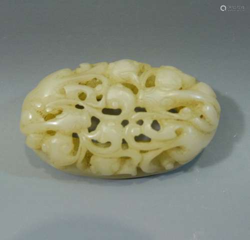 ANTIQUE CHINESE CARVED HETIAN JADE COVER QING DYNASTY