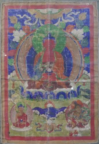 RARE TIBETAN CHINESE BUDDHIST THANGKA - 18TH CENTURY