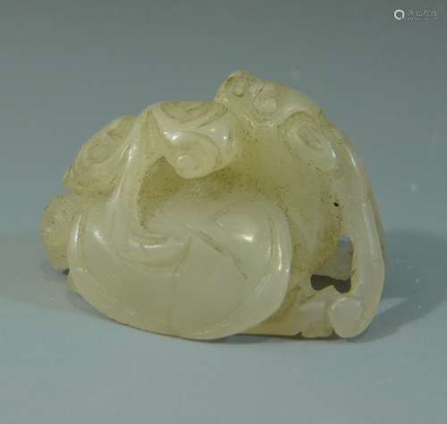 ANTIQUE CHINESE CARVED HETIAN JADE FIGURE QING DYNASTY