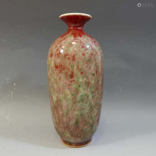 ANTIQUE CHINESE PEACH BLOOM PORCELAIN VASE - 19TH CENTURY