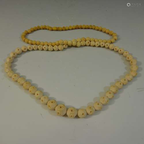 CHINESE CARVED ROUND BEADS NECKLACE