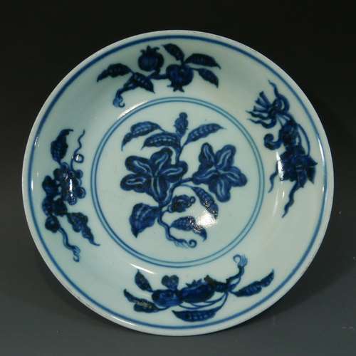 ANTIQUE CHINESE BLUE WHITE PORCELAIN DISH - XUANDE MARK 18TH CENTURY