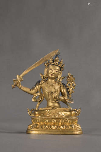 十七世纪 文殊菩萨 铜鎏金
