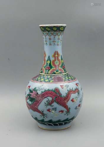 CHINESE FAMILLE ROSE DRAGON VASE