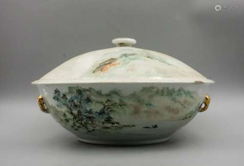 CHINESE QIANJIANG PAINTED COVER BOWL