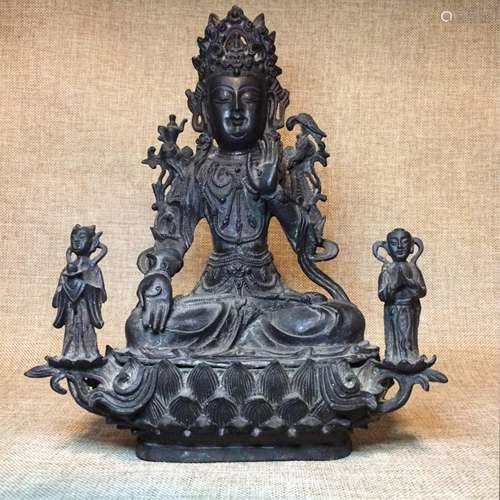 CHINESE BRONZE FIGURE OF GUANYIN