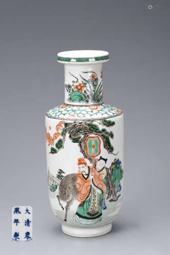 CHINESE WUCAI ROULEAU VASE