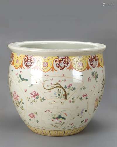 LARGE CHINESE FAMILLE ROSE PORCELAIN PLANTERS