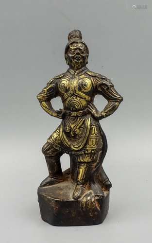 CHINESE GILT BRONZE FIGURE OF WARRIOR