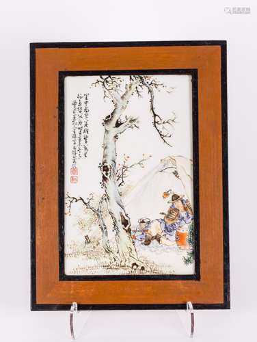 CHINESE PAINTED PORCELIAN PLAQUE, REPUBLIC PERIOD