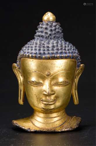 CHINESE GILT BRONZE BUDDHA HEAD