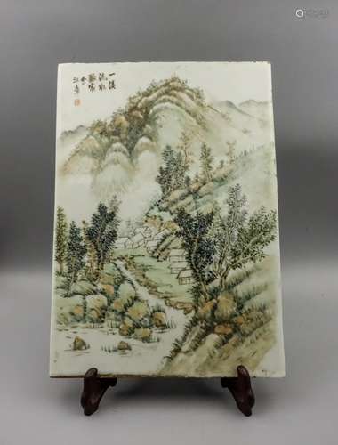 CHINESE QIANJIANG PAINTED PORCELAIN PLAQUE