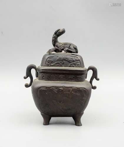 CHINESE BRONZE FOOLION COVER CENSER