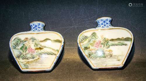 PAIR OF CHINESE FAMILLE ROSE SNUFF BOTTLES