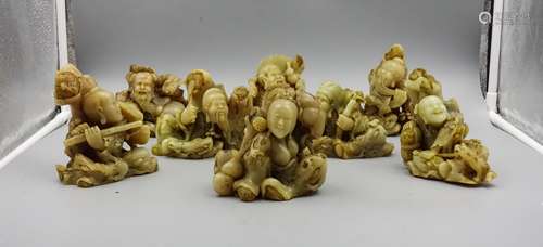 CHINESE SOAPSTONE CARVED 8 IMMORTALS