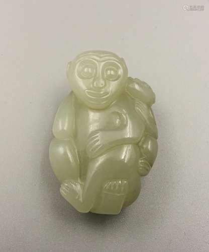 Chinese Jade Carved Monkey Pendant