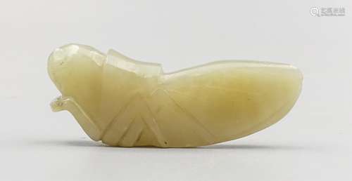 CHINESE QING DYNASTY HETIAN JADE CARVED LOCUST