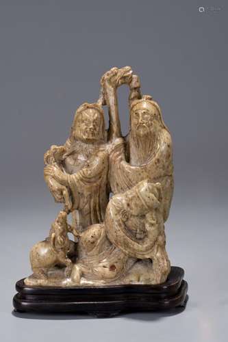 CHINESE SOAPSTONE CARVED SHEPHERDS