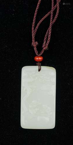 CHINESE HETIAN WHITE JADE PLAQUE