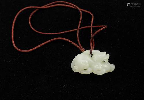 CHINESE HETIAN JADE DRAGON PENDANT